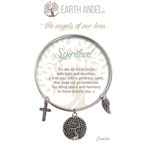Earth Angel “Spiritual” Expandable Charm Bracelet Silver Tone - Picture 1 of 1